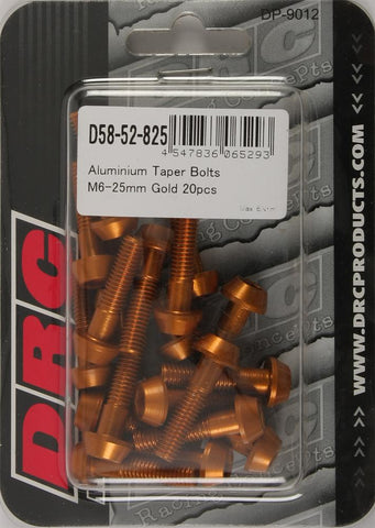 Aluminum Taper Bolts Gold M6x25mm 20-pk