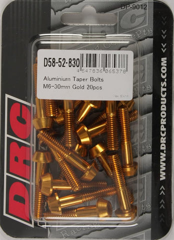 Aluminum Taper Bolts Gold M6x30mm 20-pk