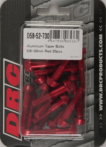 Aluminum Taper Bolts Red M6x30mm 20-pk