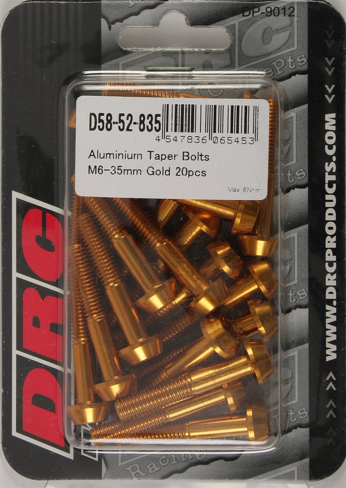 Aluminum Taper Bolts Gold M6x35mm 20-pk
