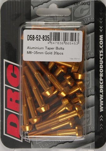 Aluminum Taper Bolts Gold M6x35mm 20-pk