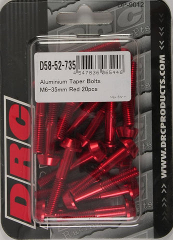 Aluminum Taper Bolts Red M6x35mm 20-pk