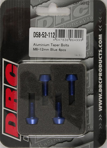 Aluminum Taper Bolts Blue M6x12mm 4-pk