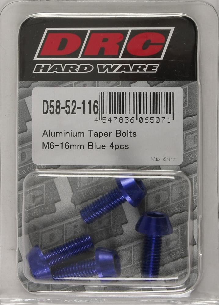 Aluminum Taper Bolts Blue M6x16mm 4-pk