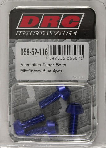 Aluminum Taper Bolts Blue M6x16mm 4-pk