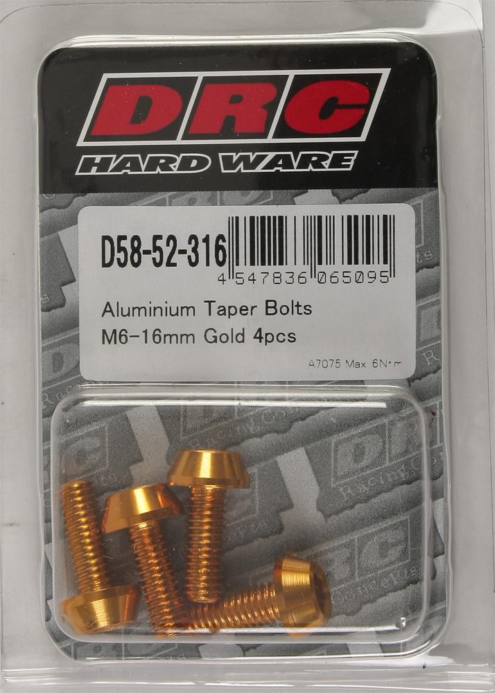 Aluminum Taper Bolts Gold M6x16mm 4-pk