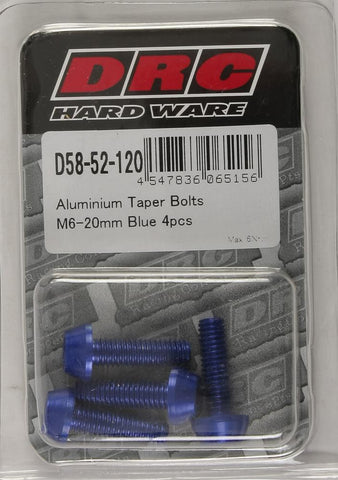 Aluminum Taper Bolts Blue M6x20mm 4-pk