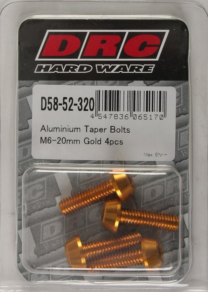 Aluminum Taper Bolts Gold M6x20mm 4-pk