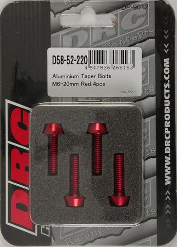 Aluminum Taper Bolts Red M6x20mm 4-pk
