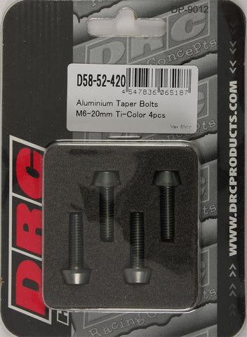 Aluminum Taper Bolts Titanium M6x20mm 4-pk