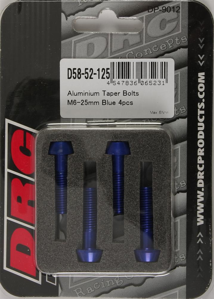 Aluminum Taper Bolts Blue M6x25mm 4-pk