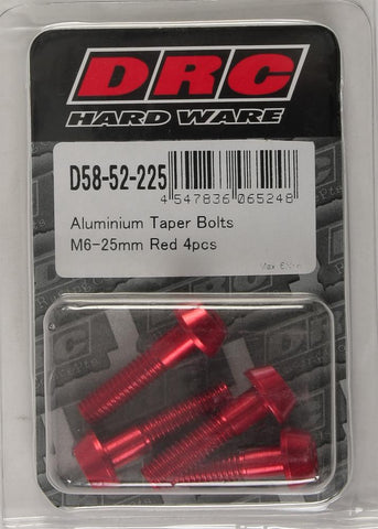 Aluminum Taper Bolts Red M6x25mm 4-pk