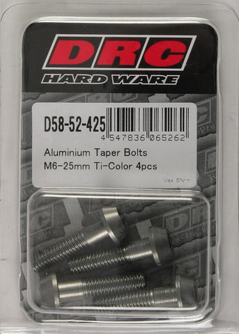 Aluminum Taper Bolts Titanium M6x25mm 4-pk