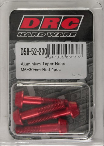 Aluminum Taper Bolts Red M6x30mm 4-pk