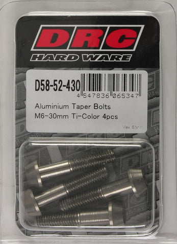 Aluminum Taper Bolts Titanium M6x30mm 4-pk