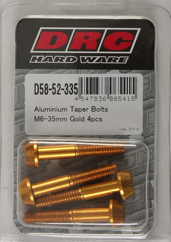 Aluminum Taper Bolts Gold M6x35mm 4-pk