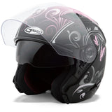 Of77 Open Face Helmet Xl Butterflies (Flat Black/Purple