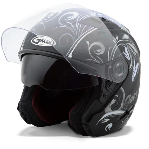 Of77 Open Face Helmet Xl Butterflies (Flat Black/Purple