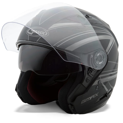 Of77 Open Face Helmet Xl Derk (Flat Black/Silver)