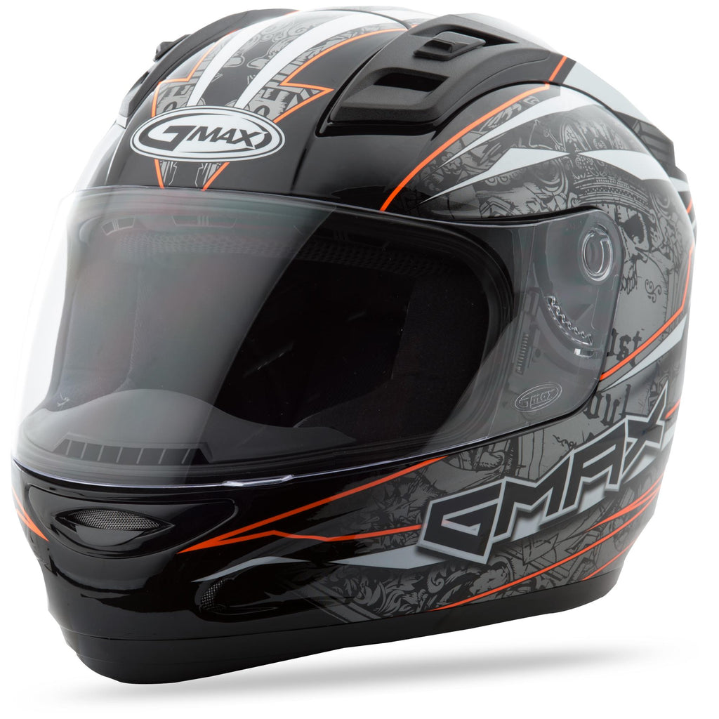 Gm69 Full Face Mayhem Helmet Black/Silver/Hi-Vis Orange X