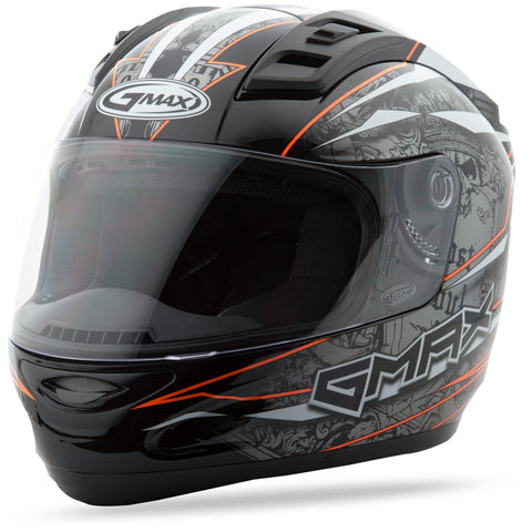 Gm69 Full Face Mayhem Helmet Black/Silver/Hi-Vis Orange X