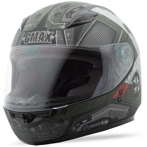 Gm49Y Trooper Full Face Helmet Ys (Flat Green/Black/Red)