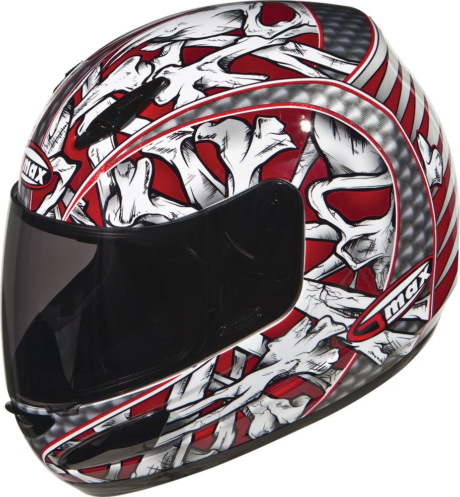 Gm48 Full Face Bones Red-white -silver-black Xs