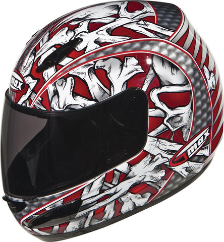 Gm48 Full Face Bones Red-white -silver-black Xs