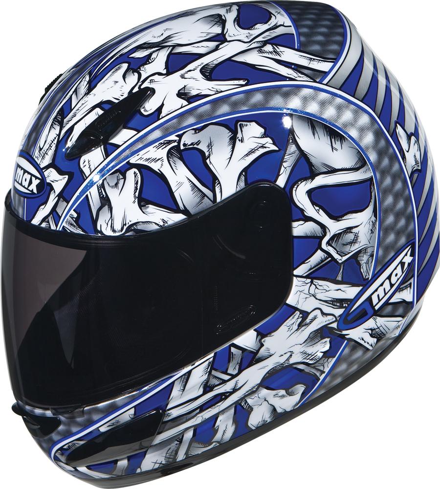 Gm48 Full Face Bones Blue-whit E-silver-black Xs