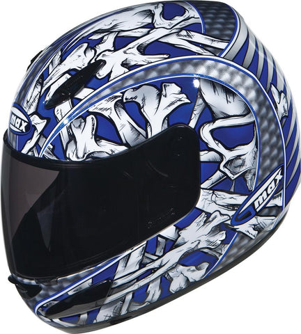 Gm48 Full Face Bones Blue-whit E-silver-black Xs