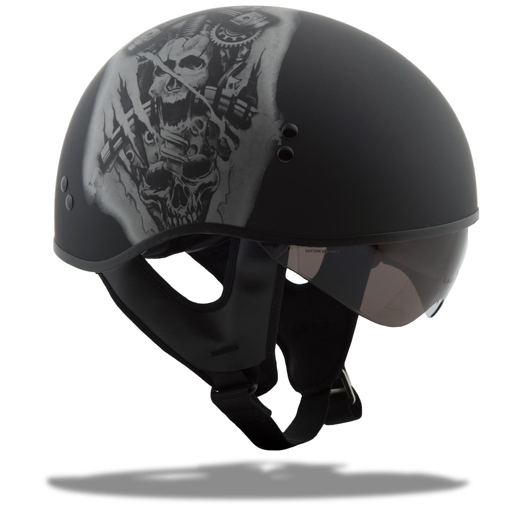Gm65 Naked Half Helmet Tormentor Flat Black/Silver Xs