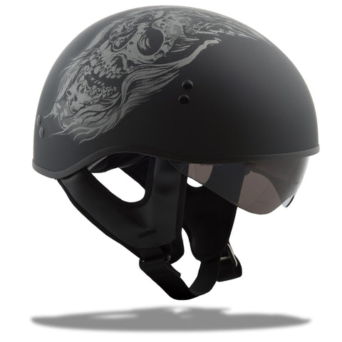 Gm65 Naked Half Helmet Ghost/Rip Flat Black/Silver Xs