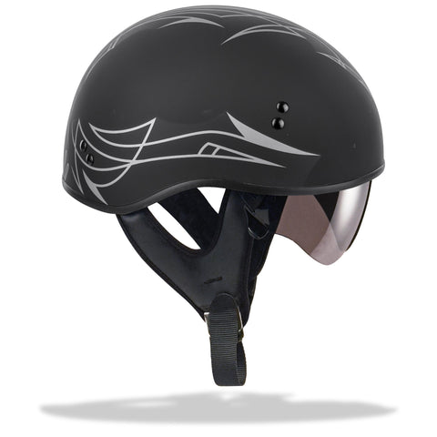 Gm65 Pin Naked Half Helmet Flat Black/Dark Silver Xs