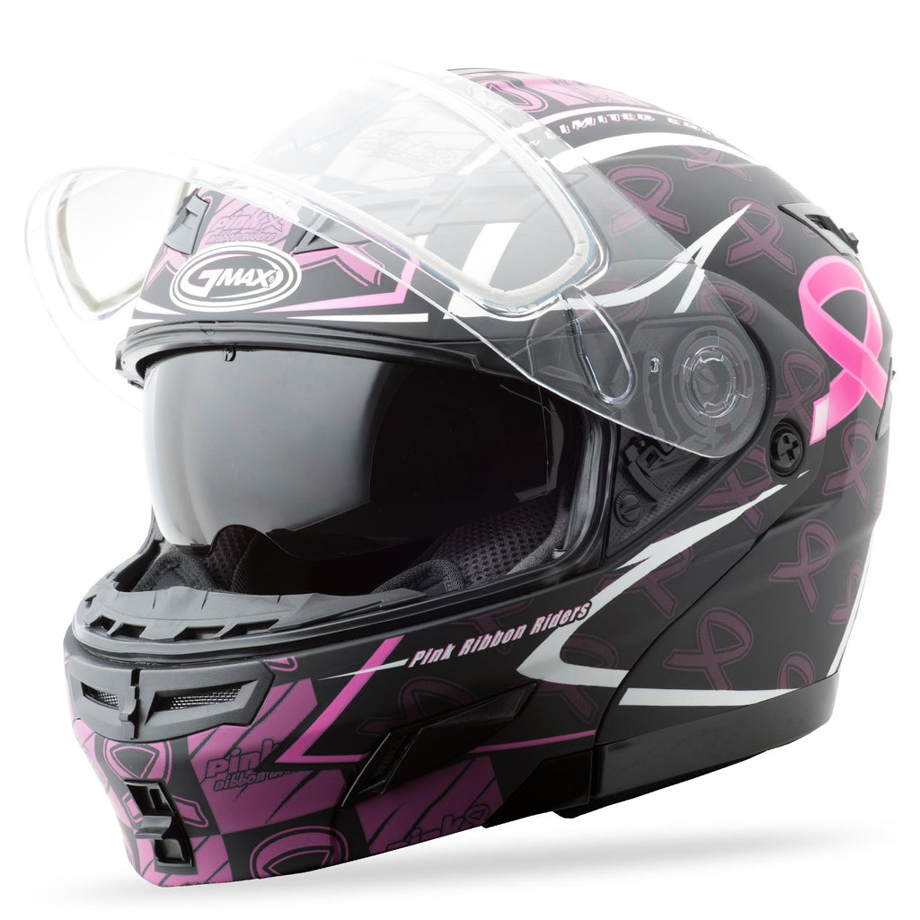 Gm54S Modular Helmet Pink Ribbon Matte Black Xs