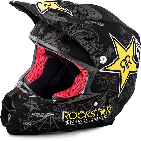F2 Carbon Rockstar Helmet Matte Black/Charcoal/Yellow X