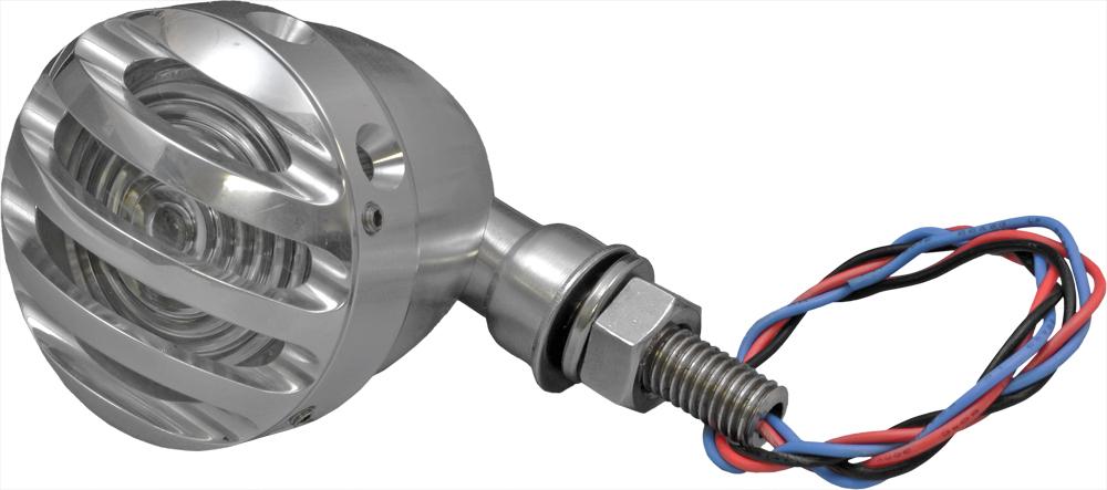 Drilled Mini Finned Turnsignal Polished