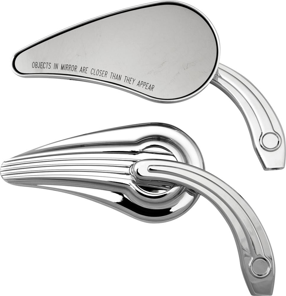 Caudal Fin Mirror Set W-raised Rib Stem (chrome)