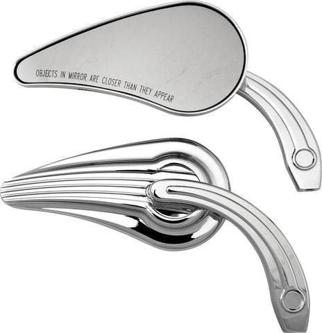 Caudal Fin Mirror Set W-raised Rib Stem (chrome)