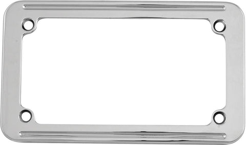 License Plate Frame Flat Horizontal Chrome Ball Milled