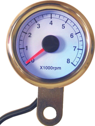 48mm Mini Tachometer 8000 Rpm White Face
