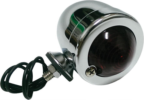 Chrome Bullet Marker Light Red Lens Single Filament