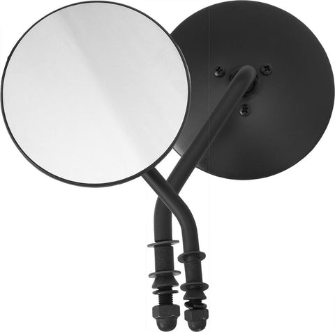 Black 4" Round Mirror Left Side