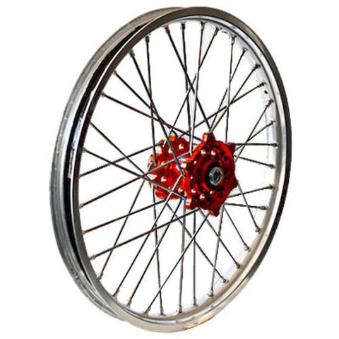 Rear Wheel Set 2.15x18 Red Hub Silver Rim