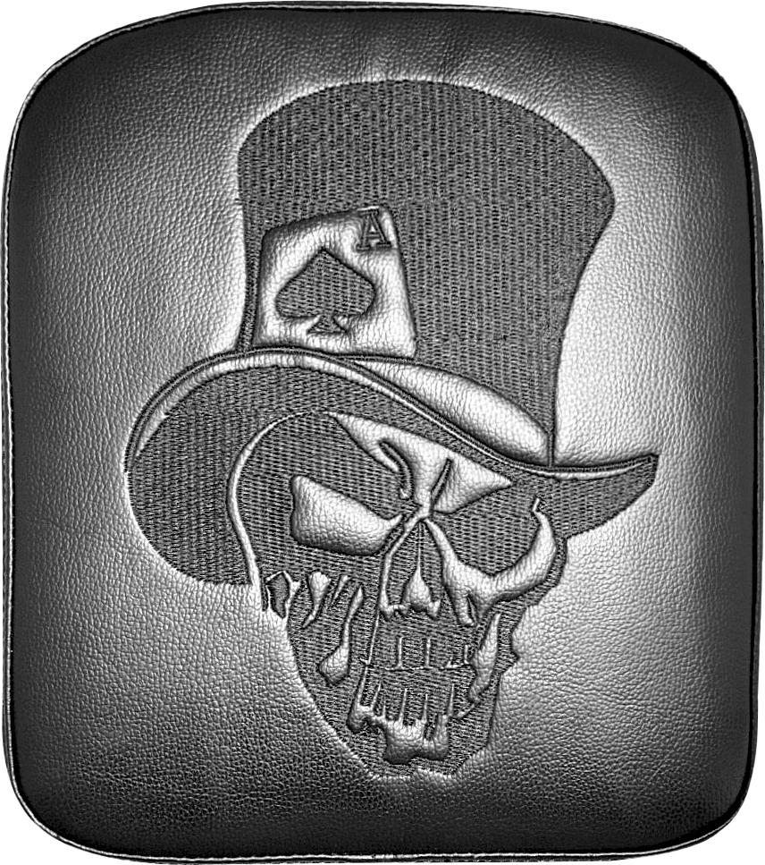Vinyl Embroidery Pad Top Hat Skull 1.75x9"
