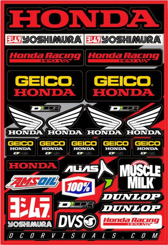Decal Sheet Team Geico Honda 12"x18"