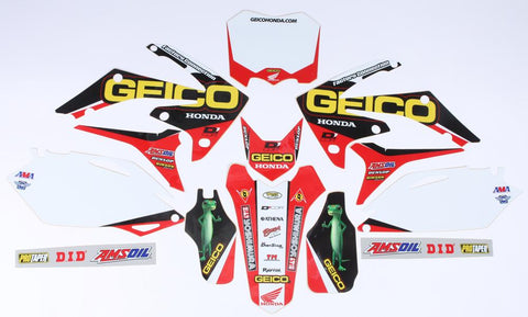 Complete Kit 16 Geico Honda Cr F 450 09-12 Wht Bg