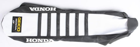 Seat Cover Geico Hon Repl Blk- Wht W-blk Ribs