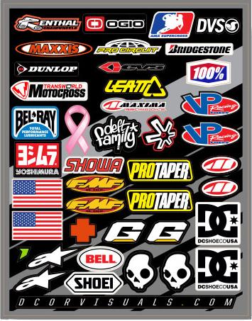 Decal Sheet Helmet Logos 9.5"x12"