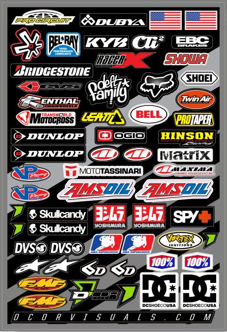 Decal Sheet Misc Logos 12"x18"
