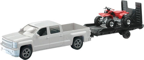 Die-cast Replica Chevy Wht Trk W- Trlr Red Atv